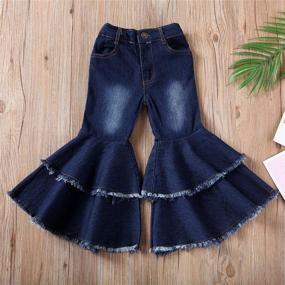 img 3 attached to Stylish Ribbed Bell Bottoms for Toddler Girls - FYBITBO Fashionable Flare Leggings Denim Pants