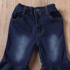 img 1 attached to Stylish Ribbed Bell Bottoms for Toddler Girls - FYBITBO Fashionable Flare Leggings Denim Pants