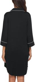 img 1 attached to 👚 Ekouaer Boyfriend Style Sexy Cotton Nightgown: Black Sleep Shirt, 3/4 Sleeve, Medium Size