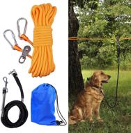 🐾 premium heavy-duty 50ft dog tie-out cable with 6.5ft dog runner cable - ideal for yard, camping, and outdoor activities - suitable for large, medium, and small dogs up to 200lbs - hqqnuo logo