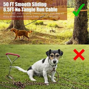 img 2 attached to 🐾 Premium Heavy-Duty 50ft Dog Tie-Out Cable with 6.5ft Dog Runner Cable - Ideal for Yard, Camping, and Outdoor Activities - Suitable for Large, Medium, and Small Dogs up to 200lbs - HQQNUO