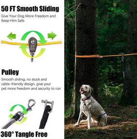 img 3 attached to 🐾 Premium Heavy-Duty 50ft Dog Tie-Out Cable with 6.5ft Dog Runner Cable - Ideal for Yard, Camping, and Outdoor Activities - Suitable for Large, Medium, and Small Dogs up to 200lbs - HQQNUO