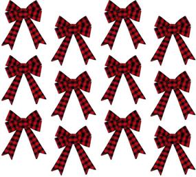 img 4 attached to 🎅 Holiday Red Buffalo Plaid Bows 5x7 Inch, Set of 12 - Festive Christmas Decorations with Plaid Pattern - Perfect for Christmas Garland - Buffalo Check Ribbons - Ideal Indoor or Outdoor Christmas Tree Bows