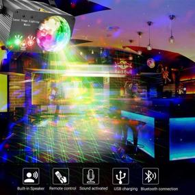 img 2 attached to 🎉 Black Disco Ball Lights with Sound Activated Bluetooth Speaker - Flysight Rotating LED Party Lights