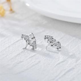 img 2 attached to 🐉 Sterling Silver Dragon Stud Earrings with Hypoallergenic 5A Cubic Zirconia - Ideal for Women and Girls