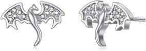 img 4 attached to 🐉 Sterling Silver Dragon Stud Earrings with Hypoallergenic 5A Cubic Zirconia - Ideal for Women and Girls