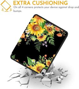 img 1 attached to 🌻 Sunflower iPad Air 4th Generation Case with Pencil Holder – Floral Yellow Flower Design – Auto Sleep Wake – Fits A2072 A2316 A2324 A2325