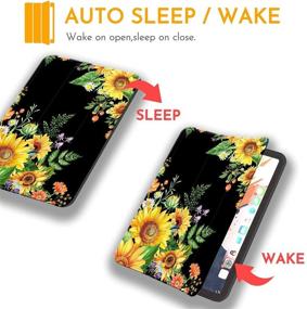 img 2 attached to 🌻 Sunflower iPad Air 4th Generation Case with Pencil Holder – Floral Yellow Flower Design – Auto Sleep Wake – Fits A2072 A2316 A2324 A2325