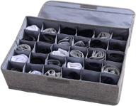 📦 aarainbow foldable storage organizer with lid for underwear, socks, and scarves - closet drawer divider with 30 cells, linen cotton box bin for lingerie and ties in gray wardrobe логотип