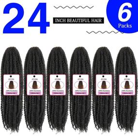 img 2 attached to 🔗 6 пакетов Marley Twist Braiding Hair 24 дюйма - Длинные афрокудристые синтетические волокна из канекалона Marley Hair для плетения - Наращивание волос для крючковой мозаики в цвете 1B