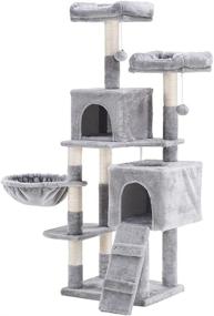 img 3 attached to Hey-brother 58'' Multi-Level Cat Tree Condo Furniture with Sisal-Covered Scratching Posts, 2 Plush Condos, Hammock for Kittens, Cats and Pets: The Ultimate Kitty Paradise!