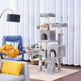 img 2 attached to Hey-brother 58'' Multi-Level Cat Tree Condo Furniture with Sisal-Covered Scratching Posts, 2 Plush Condos, Hammock for Kittens, Cats and Pets: The Ultimate Kitty Paradise!