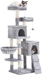 img 4 attached to Hey-brother 58'' Multi-Level Cat Tree Condo Furniture with Sisal-Covered Scratching Posts, 2 Plush Condos, Hammock for Kittens, Cats and Pets: The Ultimate Kitty Paradise!