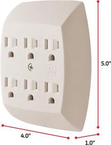img 2 attached to 💡 GE 6-Outlet Extender Wall Tap: Grounded Adapter & Charging Station, 3-Prong, Secure Install - UL Listed (54946) in Light Almond