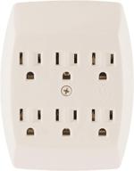 💡 ge 6-outlet extender wall tap: grounded adapter & charging station, 3-prong, secure install - ul listed (54946) in light almond logo