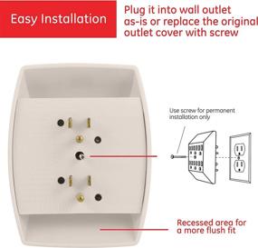 img 1 attached to 💡 GE 6-Outlet Extender Wall Tap: Grounded Adapter & Charging Station, 3-Prong, Secure Install - UL Listed (54946) in Light Almond