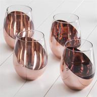 🍷 set of 4, mygift contemporary stemless wine glasses with copper accents logo