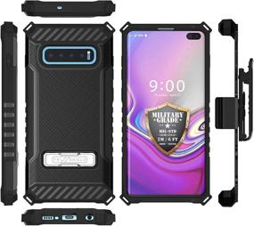 img 3 attached to Beyond Cell Trishield Series Compatible With S10 Case/Military Grade Rugged Cover [Metal Kickstand] Belt Clip Holster Compatible With Samsung Galaxy S10 (2019)- Wild Night Wolf