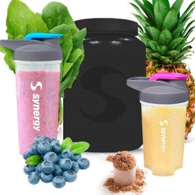 img 2 attached to 🍶 Set of 3 Synergy Protein Nutrition Shaker Bottles (18/24/24oz.) in Blue, Green, and Pink