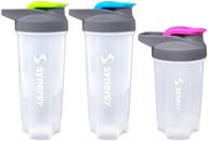 🍶 set of 3 synergy protein nutrition shaker bottles (18/24/24oz.) in blue, green, and pink логотип