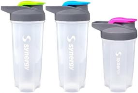 img 4 attached to 🍶 Set of 3 Synergy Protein Nutrition Shaker Bottles (18/24/24oz.) in Blue, Green, and Pink