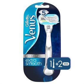 img 3 attached to Gillette Venus Deluxe Smooth Platinum Razors for Women - 1 Venus Razor with 2 Razor Blade Refills, Metal Handle featuring Anti-Slip Grip