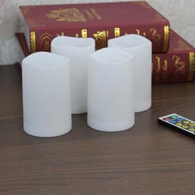 img 2 attached to 🕯️ WRalwaysLX 4 Pack LED Flameless Candles with Remote Control - Decorative Outdoor and Indoor, 2.6" x 4" Plastic Flickering Candles with Timer - Battery Powered (3AAA Batteries not included)