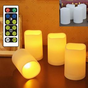 img 3 attached to 🕯️ WRalwaysLX 4 Pack LED Flameless Candles with Remote Control - Decorative Outdoor and Indoor, 2.6" x 4" Plastic Flickering Candles with Timer - Battery Powered (3AAA Batteries not included)