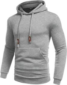 img 3 attached to 👕 COOFANDY Men's Hooded Sweatshirt | Long Sleeve Fashion Gym Athletic Hoodies | Solid Plaid Jacquard Pullover with Pocket