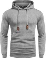 👕 coofandy men's hooded sweatshirt | long sleeve fashion gym athletic hoodies | solid plaid jacquard pullover with pocket logo