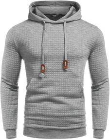 img 4 attached to 👕 COOFANDY Men's Hooded Sweatshirt | Long Sleeve Fashion Gym Athletic Hoodies | Solid Plaid Jacquard Pullover with Pocket