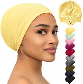 img 4 attached to Мягкая шапочка на подкладке из атласа для сна - бамбуковая головная повязка для вьющихся натуральных волос, шапочка для медсестры для женщин и мужчин - улучшенный SEO