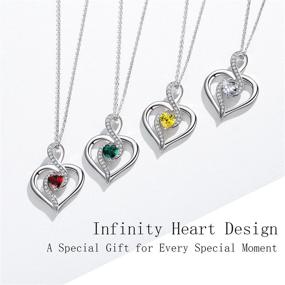 img 1 attached to 💕 Infinity Love Heart Pendant Sterling Silver Necklace with Birthstone - Gifts for Mom, Girlfriend