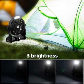 img 1 attached to 🔋 Portable Battery Powered Fan with LED Lantern - Rechargeable Camping Fan with 7800mAh Battery, Up to 25 Hours Runtime - USB Desk and Tent Fan for Office, Home, Table, Fishing - Black