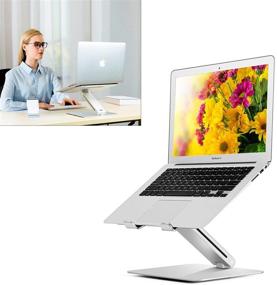 img 4 attached to 📱 Lightweight Aluminum Laptop Stand with Adjustable Height - Ergonomic Design, Compatible with 15.6" MacBook Pro/Air, Dell, Hp, Samsung, Apple Laptop - Stylish and Foldable Holder for Office Desk