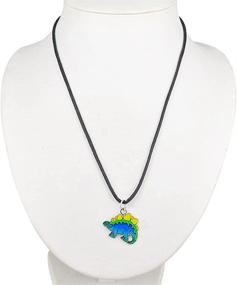 img 1 attached to 🦖 Color Changing Dinosaur Pendant: Fun Jewels Cute Stegosaurus Mood Necklace for Boys and Girls