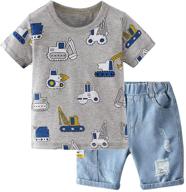 👕 kisbini boys summer clothes set: trendy short sleeve dinosaur tshirt & shorts - california outfits for toddler little boy logo