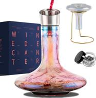 🍷 iridescent red wine decanter set with aerator - 3 pieces, incl. drying stand, cleaning beads - 100% lead-free crystal glass carafes - wine accessories gift for wine lovers логотип