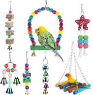 🐦 zacro 7 pcs bird swing toys - colorful chewing toys for small and medium birds - hanging bell finch toys for bird cages - perfect for peony, parrot, myna, golden sun, macaws logo