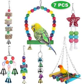 img 3 attached to 🐦 Zacro 7 pcs Bird Swing Toys - Colorful Chewing Toys for Small and Medium Birds - Hanging Bell Finch Toys for Bird Cages - Perfect for Peony, Parrot, Myna, Golden Sun, Macaws