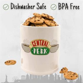 img 2 attached to 🍪 Irresistible Ceramic Cookie Jar - Silver Buffalo Friends Central Perk Logo, White/Green