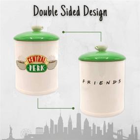 img 1 attached to 🍪 Irresistible Ceramic Cookie Jar - Silver Buffalo Friends Central Perk Logo, White/Green