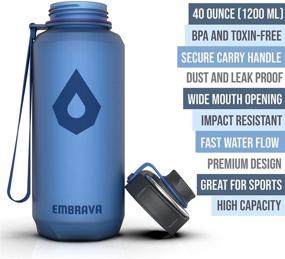 img 3 attached to 🚰 Embrava 40oz Water Bottle - Leak Proof Spout with Carry Ring - Heavy-Duty Tritan Plastic for Sports, Camping, Gym, Fitness, Outdoor Activities