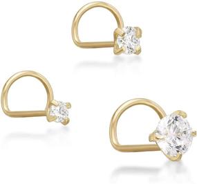 img 1 attached to 💍 14k Yellow Gold Nose Ring Set with 22 Gauge Twist Cubic Zirconia Studs - 1.5 mm, 2 mm, 2.5 mm by Lavari Jewelers