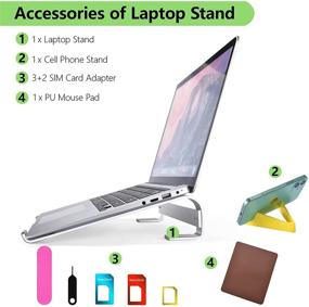 img 3 attached to 💻 Premium Ergonomic Aluminum Laptop Stand - Compatible with MacBook, Dell, HP - Portable Stand for Work from Home and Office - Silver