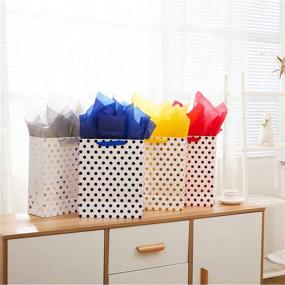 img 1 attached to 🎁 Set of 4, 13-Inch Large Paper Gift Bags with Polka Dot Design, Includes Tissue Paper, Assorted Colors - Bags with Handle for Party Favors