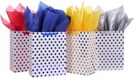 🎁 set of 4, 13-inch large paper gift bags with polka dot design, includes tissue paper, assorted colors - bags with handle for party favors logo