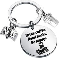 📚 bekech book and coffee lovers keychain: drink coffee, read books, be happy logo