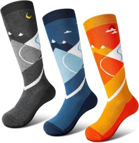 img 4 attached to 🧦 Non-Slip Cuff Over-the-Calf Ski Socks for Kids (2 Pairs/3 Pairs) - Warm, Soft, Ideal for Winter Skiing and Outdoor Activities - Girls Boys