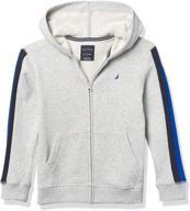 🔽 nautica boys' zip-up fleece hoodie sweatshirt logo